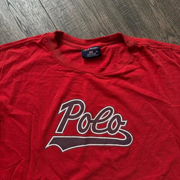 Vintage 90s Faded Polo Ralph Lauren Sport Logo Graphic Tee - Picture 2 of 6